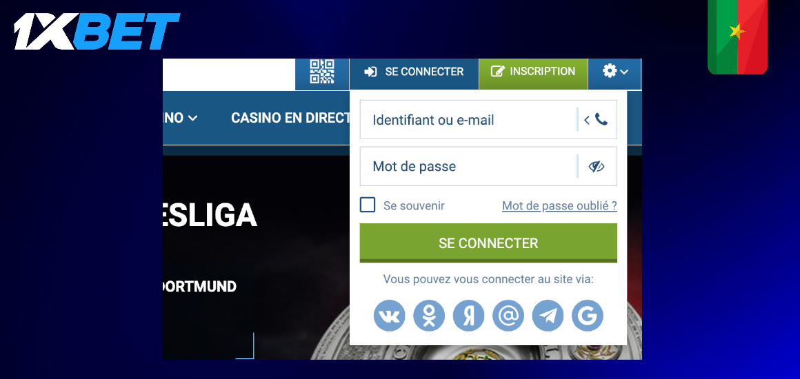 1xBet App connexion au compte personnel